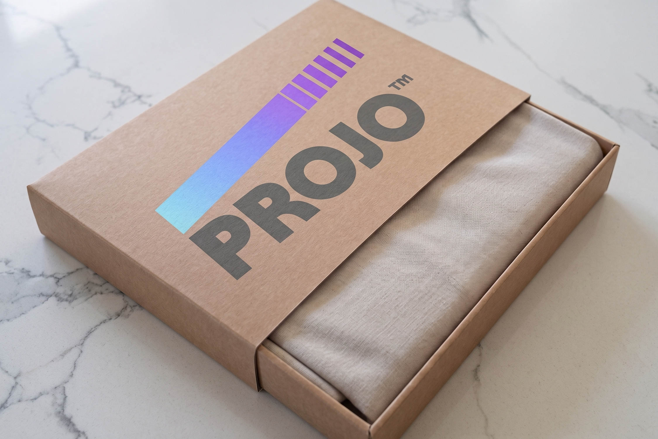 Packaging personnalisé PROJO Custom — boîte kraft avec logo