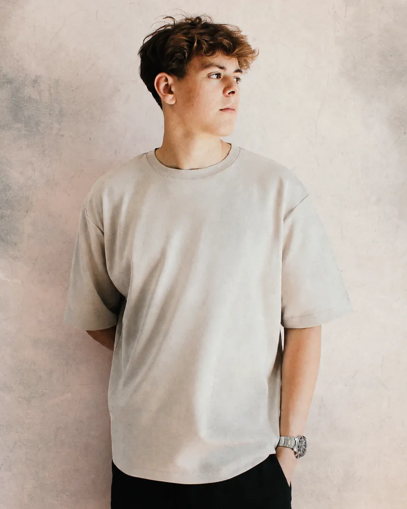 T-shirt oversized beige personnalisable, coupe ample, 200 g/m²