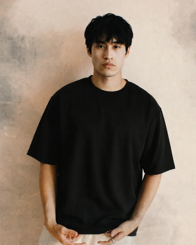 T-shirt oversized noir personnalisable, coupe ample, 200 g/m²